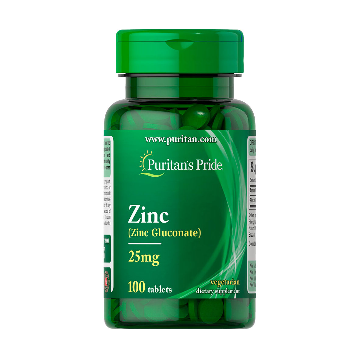 Цинк глюконат Puritan's Pride Zinc Gluconate, 25 мг, 100 таблеток